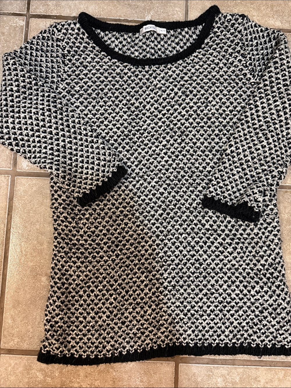 Ricki's Black & White Textured Scoop Neck Sweater